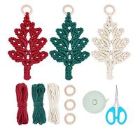 INFUNLY 3 PCS Christmas Tree Macrame DIY Hanging Ornaments Christmas Tree Macrame Kit for Adult Beginners with Instructions DIY Macrame Knotting Christmas Ornaments Kits for Wall Hanging Decoration