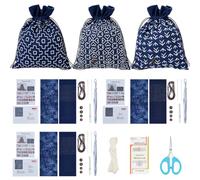 INFUNLY 3 Set Arrow Sashiko Embroidery Bag Kit Cross DIY Sashiko Embroidery Bags Kit 48.5x19.5 cm Sashiko Needlework Sewing Pouch Set with Instruction for DIY Crafts Projects Gifts