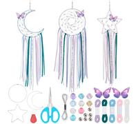 INFUNLY 3 Set Butterfly Dream Catcher DIY Dream Catcher Kit for Adults Large DIY Kit with Instruction for Home Decor Teen Room Wall Hanging Ornaments Wedding Birthday Gift