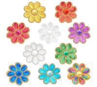 INFUNLY 30pcs Flower Sequined Appliques Iron On Patches 8 Petals Floral 3 Styles Embroidered Fabric Patches for Clothing Jeans Jackets Handbag Shoes DIY Decor