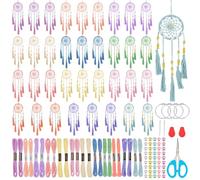 INFUNLY 36 Pcs DIY Small Dream Catcher Set Light Colour Dream Catcher Kit 5x15 cm Handmade Dreamcatcher Kit for Beginners Hanging Ornament Making Set for Bedroom Car Mirror Keychain Bag