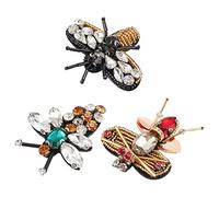 INFUNLY 3PCS Bees Rhinestone Patches Sew On Beaded Patches Bees Handmade Bead Patch Bee Crystal Applique for Jeans Jackets Clothing Handbag Shoes
