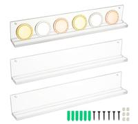 INFUNLY 3pcs Clear Acrylic Wall Mounted Military Challenge Coin Display Holder Coin Display Holder Case Coin Collection Ledge Shelf Rack Coin Holder Wall Display Decor Memorial 33x7.5cm/12.9x2.9Inch