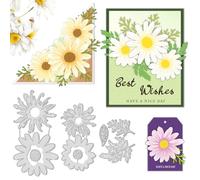 INFUNLY 3Pcs Daisy Die Cuts for Card Making Daisies Cutting Dies Daisy Flowers Metal Die Cuts Chrysanthemum Cutting Dies Stencils for DIY Scrapbooking Album Decorative Embossing Paper Crafts