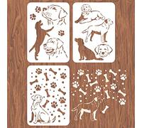 INFUNLY 3pcs Labrador Dog Wall Stencils for Painting 11.7x8.3 Tile Stencil Set Reusable Plastic Wall Stencils Template for Painting on Wood Wall Furniture Floor Tiles Fabric DIY Home Decor