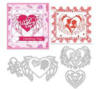 INFUNLY 3PCS Love Heart Wings Die Cuts for Card Making Love Flowers Metal Cutting Dies Wedding Day Words Metal Die Cuts Wedding Kiss Die Cuts for DIY Scrapbooking Wedding Photo Album Paper Decor