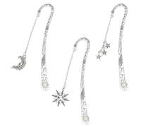 INFUNLY 3pcs Moon Stars Luminous Bookmarks Glow in The Dark Metal Bookmark Book Page Marker Charm Bookmark for Women Gift for Book Lover Readers Writers Teachers Students Birthday Graduation