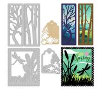 INFUNLY 3Pcs Plants Die Cuts for Card Making Branches Tree Bookmarks Metal Frame Cutting Dies Dragonfly Die Cuts Retro Lace Border Embossing Stencils for DIY Craft Scrapbooking Album Photo Decor