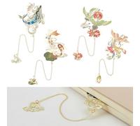 INFUNLY 4 Pack Phoenix Metal Bookmarks with Chain Mythical Animals Brass Bookmark Romantic Bookmark for Reading Book Page Marker Gift for Booklover Writers Teachers Students Birthday Graduation