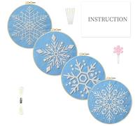 INFUNLY 4 Pack Snowflake Embroidery Kits Cross Stitch Kits for Beginners Adults Christmas Needlepoint Starter Kit with Instructions for Thanksgiving Halloween Decor Home Room Wall 11.8x11.8in