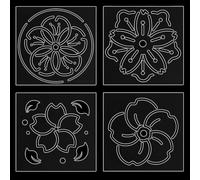 INFUNLY 4 Sets Sakura Acrylic Sashiko Stencils 4.7"×4.7" DIY Cherry Blossoms Acrylic Embroidery Template Drawing Line Sashiko Stencils Flower Sashiko Acrylic Template for Hand Quilting and Embroidery