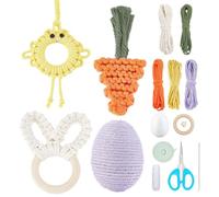 INFUNLY 4 Sets Small Macrame Kits for Adults Beginners Easter Bunny Macrame Kit DIY Rabbit Carrot Woven Macrame Making Kit with Step-by-Step Video Tutorials for Home Decor Festive Activity Ornament