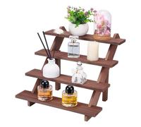 INFUNLY 4 Tier DIY Wood Display Stand 15.4x10.6x12.2 Rustic Tiered Tray Stand Food Risers for Buffet Table Vintage Jewelry Holder Rack Perfume Display Holder for Party Crafts Showing Collection