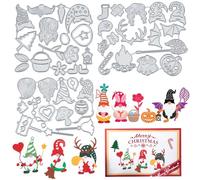 INFUNLY 45pcs Gnome Die Cut Christmas Metal Die Cuts Cheerful Santa Cutting Dies for Card Making Thanksgiving Holiday DIY Decoration Embossing Paper