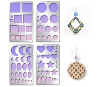 INFUNLY 4pcs Basic Geometric Metal Stencil 4x7in Square Circle Steel Stencils Reusable Scrapbooking Metal Stencils Heart Moon Painting Stencil for Wood Burning Pyrography Carving Engraving