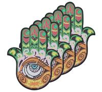 INFUNLY 4PCS Eye Hand Sequin Patches Iron on 10.6x8.3 Hamsa Evil Eye Patch Boho Evil Eye Patch for Clothing Large Embroidered Decorative Applique for Jeans Bags Jacket Backpack Hat