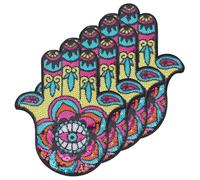 INFUNLY 4PCS Eye Hand Sequin Patches Iron on 10.6x8.3 Hamsa Evil Eye Patch Large Eyes Patch for Clothing Embroidered Decorative Applique for DIY Clothing Jeans Bags Jacket Backpack Hat
