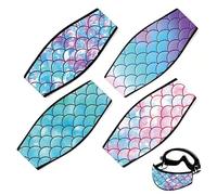 INFUNLY 4PCS Fish Scales Scuba Mask Strap Cover Mermaid Scales Dive Mask Strap Neoprene Masks Slap Straps Waterproof Diving Headband for Men Women Snorkeling Diving Swimming Water Sports