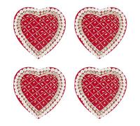 INFUNLY 4PCS Heart Beaded Patches Heart Rhinestone Applique Patches Sequins Sew On Patches Red Heart Crystal Patches for Clothing Jeans Jackets Handbag Shoes DIY Decor DIY Sewing Apparel Accessories