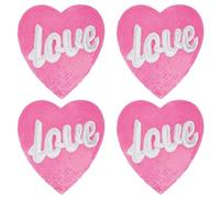 INFUNLY 4pcs Pink Heart Shaped Sew On Applique Sequin Heart Applique Patches Iron on Crystal Heart Patch Love Heart Embroidery Patch for Clothes Dress Jeans T-Shirts DIY Decor