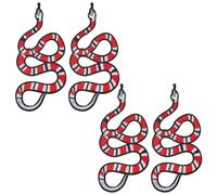INFUNLY 4pcs Red Snake Embroidered Applique Patches - Animal DIY Patch - Vintage Fabric Patches for Clothes, Jackets, Hats, Bags & Accessories