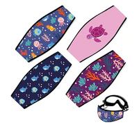 INFUNLY 4PCS Sea Animals Scuba Mask Strap Cover Coral Turtle Dive Mask Strap Neoprene Masks Slap Straps Waterproof Diving Headband for Men Women Snorkeling Diving Swimming Water Sports