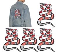 INFUNLY 4pcs Snake Patch Sequin Iron On Large Snake Sequin Appliques Sparkle Embroidered Patches Fabric Applique for Clothing Jeans Jackets T-Shirts Handbag Hats DIY Patches Accessories