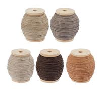 INFUNLY 5 Pcs Sashiko Floss 273.4yds Coffee Brown Mixed 5 Styles Cotton Sewing Thread Kit with Wooden Spools Natural Plant Dyed Embroidery Floss Hand Quilting Crafts Floss for Pick Stitching Denim