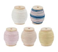 INFUNLY 5 Pcs Sashiko Floss 273.4yds Pink Yellow Mixed 5 Styles Cotton Sewing Thread Kit with Wooden Spools Natural Plant Dyed Embroidery Floss Hand Quilting Crafts Floss for Pick Stitching Denim