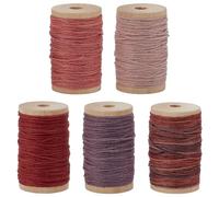 INFUNLY 5 Pcs Sashiko Yarn 273.4 yds Mixed Red 5 Styles Cotton Sewing Thread kit with Wooden Spools Natural Plant Dyed Crafts Floss for Hand Quilting Embroidery Projects Pick Stitching Denim