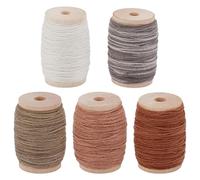 INFUNLY 5 Roll Sashiko Yarn kit with Wooden Spools 273.4 yds Cotton Sewing Thread kit 5 Colors Natural Plant Dyed Floss 0.8mm Thick Japanese Embroidery Thread for Quilting Pick Stitching 1.41 oz