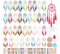 INFUNLY 50 Sets DIY Small Dream Catcher Kits for Beginners Colorful Handmade Boho Dream Catchers Kit DIY Mini Dream Catcher Making Kit for Starters Bedroom Car Mirror Bag Decoration Craft Gift