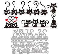 INFUNLY 5pcs Cat Die Cuts for Card Making Metal Cats Head Cutting Die Cats Craft Die Cuts Animals Embossing Paper Dies for DIY Scrapbooking Photo Album Decoration