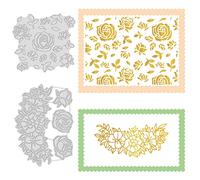 INFUNLY 5pcs Rose Hot Foil Plate Flower Hot Foil Plate Metal Glimmer DIY Foil Paper Plate Pink for DIY Scrap booking Decor Embossing Paper Crafts