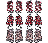 INFUNLY 6 Pairs Cool Red Black Snake Embroidered Applique Patch Sequin Snake Iron on Patches Vintage Snake Applique Sew-on DIY Animal Embroidered Applique Patch for Clothes Bags Hats Pants Accessories
