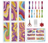 INFUNLY 6 Pcs Abstract Cross Stitch Bookmark Kit Colorful Embroidery Bookmark Kit 7.6x21.6 cm Counted Cross Stitch Kit with Pre Printed Pattern DIY Needlepoint Craft for Writer Reader Gift