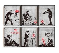 INFUNLY 6 PCS Banksy Art Wall Prints - Unframed Canvas Prints of Graffiti Street Art Posters With Inspirational Quotes for Living Room Bedroom Home Decor