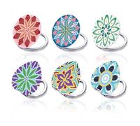 INFUNLY 6 PCS Diamond Painting Compact Mirror DIY Diamond Paint by Number Kits Mandala Flower Pocket Mirror Diamonds Painting Cover Portable Makeup Mirror Magnifying Folding Purse Mirror for Women