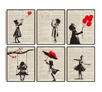 INFUNLY 6 Set Banksy Girl Posters Banksy Canvas Wall Art 8x10inch Red Balloon Graffiti Wall Art Print Unframed Little Girl Wall Poster Abstract Modern Canvas Painting for Living Room Bedroom Home