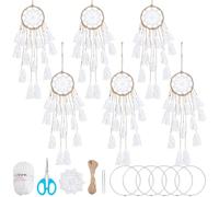 INFUNLY 6 Set Boho Small Dream Catchers Bulk White DIY Mini Dream Catcher Kit Make Your Own Dream Catcher Kit for Adults Keychain Kit with Instruction for Bag Pendant Car Mirror Decor Charm