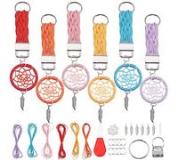 INFUNLY 6 Set Colorful Mini Dream Catcher Kit Dream Catcher Key Ring Macrame Dream Catcher Handmade Small Dream Catcher Bag Pendant Car Interior Backpack Charm