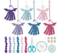 INFUNLY 6 Set DIY Macrame Angel Kits Colorful Macrame Angel Kit with Instruction Video Boho Macrame Angel Hanging Ornament for Beginners Handmade Macrame Starter Kit for Car Key Purse Bag Phone Decor