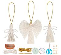 INFUNLY 6 Set DIY Macrame Angels Kit Mini Macrame Wall Hanging Boho Xmas Macrame Ornaments 3 Style Handmade Woven Decor for Xmas Birthday Wedding Party Living Room Dorm Nursery Room