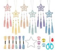 INFUNLY 6 Set DIY Star Dream Catcher kit Mini Dream Catcher Making Kit Handmade Dream Catcher Keychain for Bag Pendant Car Mirror Hanger Backpack Charm