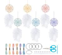 INFUNLY 6 Set Floral Pattern Dream Catchers DIY Mini Dream Catcher Kit Small Dream Catcher Set Handmade Dream Catcher Keychain for Bag Pendant Car Mirror Hanger Backpack Charm Wall Hanging Room Decor