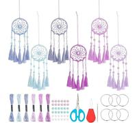 INFUNLY 6 Set Mini Snowflake Dream Catcher Kit Small DIY Dream Catcher Making Kit Handmade Dream Catcher Keychain for Bag Pendant Car Mirror Hanger Backpack Charm Wall Hanging Room Decor