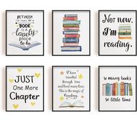 INFUNLY 6 Set Reading Wall Art Print 8x10 inch Book Poster Pictures Book Quotes Canvas Wall Art Motivational Wall Art for Readers Unframed book Wall Sticker for Library Bookworm Study Room Home Decor