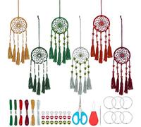 INFUNLY 6 Set Small DIY Dream Catcher Kit Christmas Mini Dream Catcher Making Kit Bohemian Handmade Dream Catcher Keychain for Bag Pendant Car Mirror Hanger Backpack Charm Wall Bedroom Decor