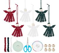 INFUNLY 6 Set Small DIY Macrame Angels Kit Christmas Tree Macrame Angel Kit Boho Macrame Angel Keychain Kits Handmade Macrame Starter Kit with Instruction Video for Car Key Purse Bag Phone Xmas Gift
