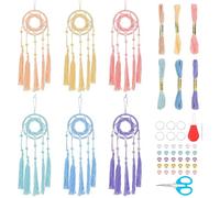 INFUNLY 6 Sets DIY Dream Catcher Kit Feather Mini Dreamcatcher Kit Handmade Small Dream Catcher Set Colorful Easy Dream Catcher Making Kit for Bag Pendant Car Mirror Hanger Backpack Charm